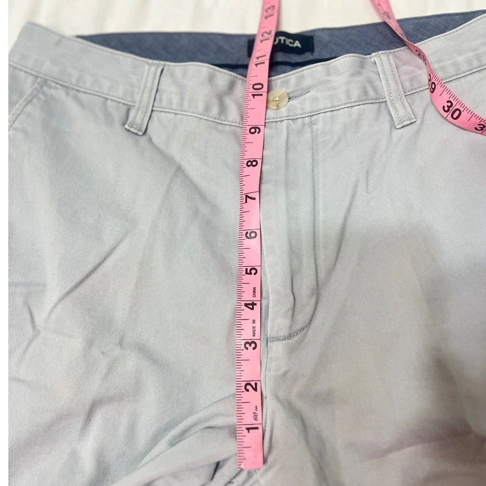 Nautica Deck Shorts Mens Light Grey Cotton Chino Shorts 32W Nautical Preppy